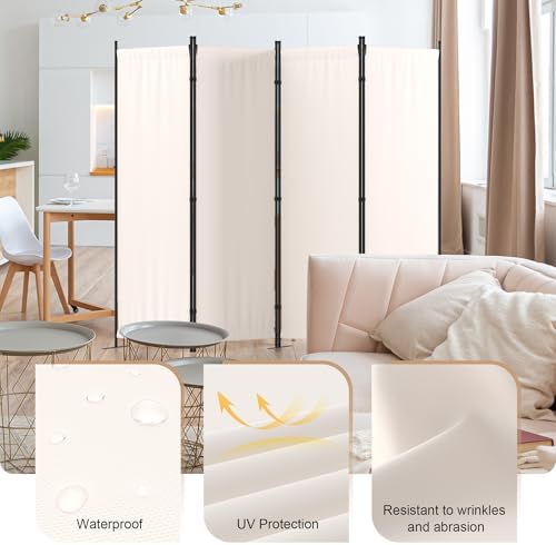 Room Divider 4 Panel Folding Privacy Screen w/ 3 Wide Feet - Image 5