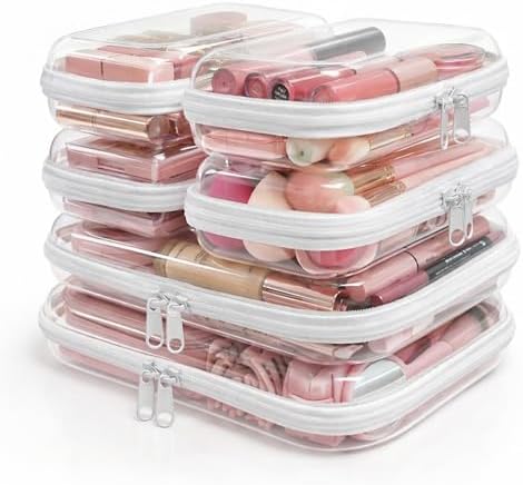 6 Pack Clear Hard Shell Zipper Case, Diaper Bag Organizer Pouches, Plastic by Unknown