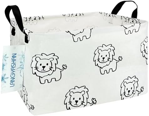 Rectangular Collapsible Lion Storage Basket Nursery Organizer by LANGYASHAN