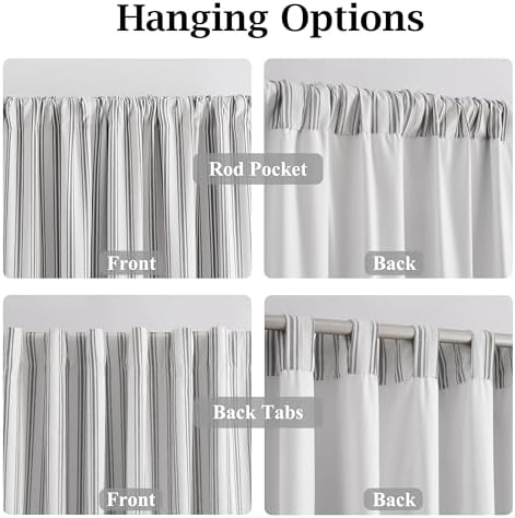 ZJDECOR Cotton Blend Full Blackout Black Striped Curtains - Image 6
