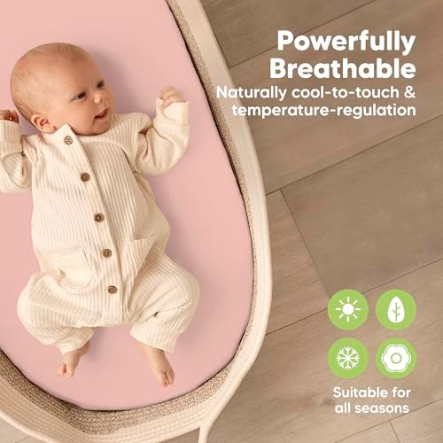 2-Pack Baby Bassinet Sheets Girl, 33x17 Bedside Sheets - Image 4