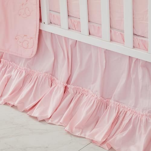 Brandream Crib Bed Skirt for Baby Girls Boys Blush Pink Boho Bohemian Solid - Image 3