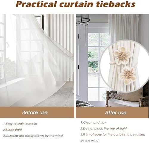 SRG Curtain Tiebacks for Curtains 2 Pack, Decorative Curtain Holdbacks for - Image 5