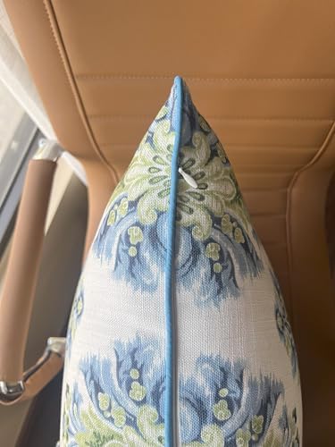 Blue Green Damask Medallion 18x18 Throw Pillow Cover - Image 5