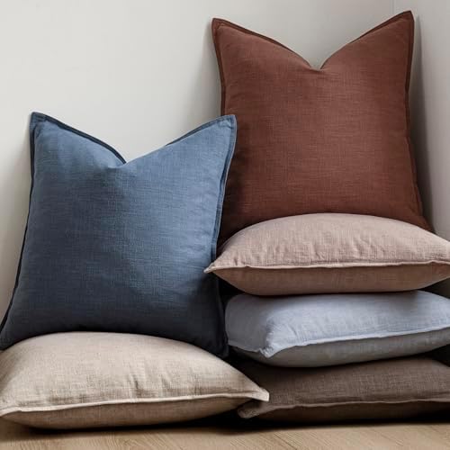 Foindtower Decorative Linen Lumbar Throw Pillow Covers 12x20 Inch Sky Blue - Image 6