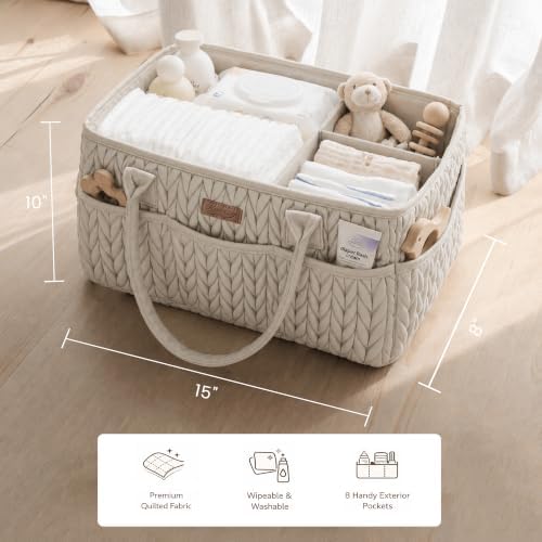 Konssy Baby Diaper Caddy Organizer, Braided Quilted Design - Image 5