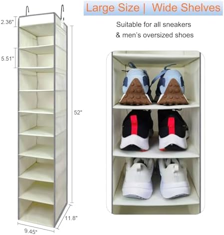 2 Pack Large-Sized Hanging Shoe Organizer 10-Shelf, Sturdy Hanging Closet - Image 3