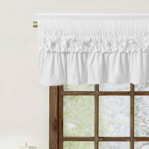 HIG 2 Pack Off White Ruffle Handcrafted Window Valances - Image 3