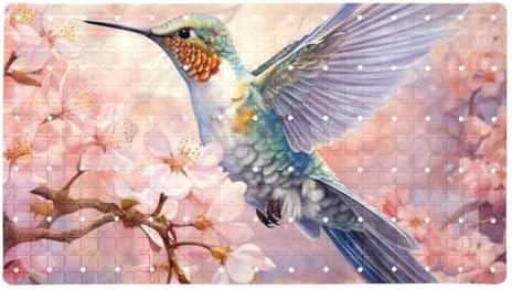 Shower Mat Non Slip, Cherry Blossom Humming Bird Anti Slip Bath Mat by Anna+Cowper