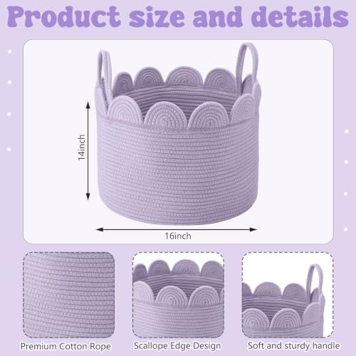LemonRoad Round Woven Basket Lavendor Purple - Image 2