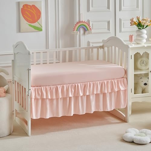 Ruffled Crib Bedding Set Floral Design 3 Pieces Baby Boho Quilted Comforter - Image 6