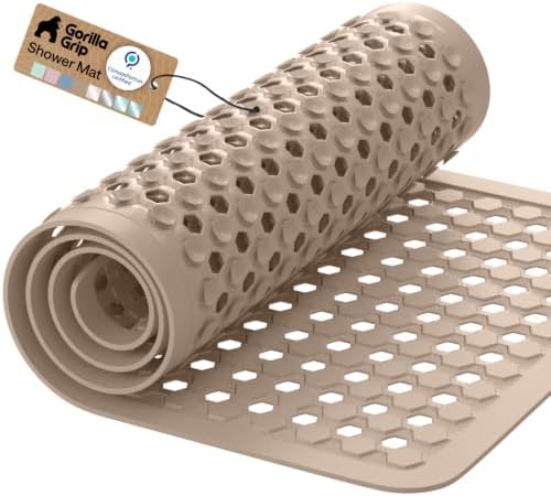 GORILLA GRIP Bath Tub Shower Mat, Bathtub Floor Liner, 35x16 Beige by GorillaGrip