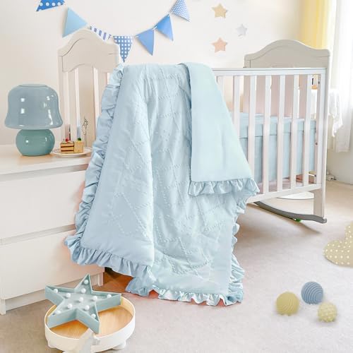 Baby Crib Bedding Set for Girls, 3 Piece Boho Crib Comforter Set Ruffle by WOWELIFE