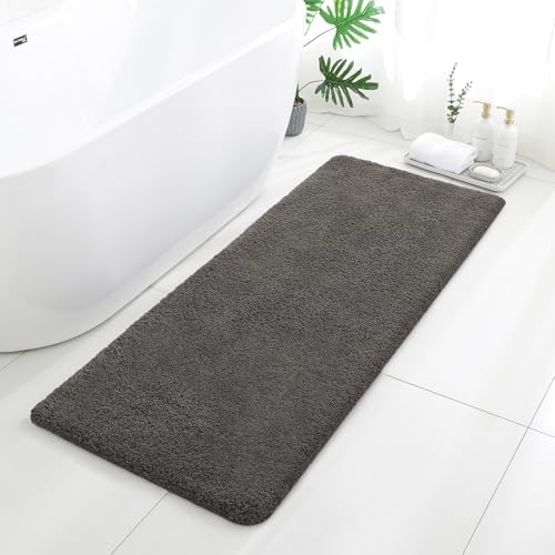 Polyester Bathroom Runner Rug 24"x60" Taupe, Soft Shaggy Bath Mat by Kildoss
