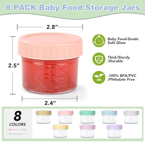 RowinsyDD 24 Pack Glass Baby Food Storage Containers, 2 oz Leakproof Baby Food - Image 3