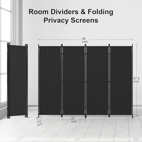 Folding Screen Room Divider 4 Panel - Image 2