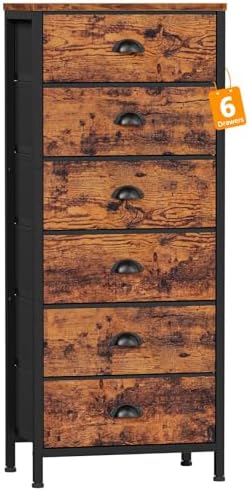 Furnulem Dresser for Bedroom, 6 Bins Tall Fabric Storage Drawers by Furnulem