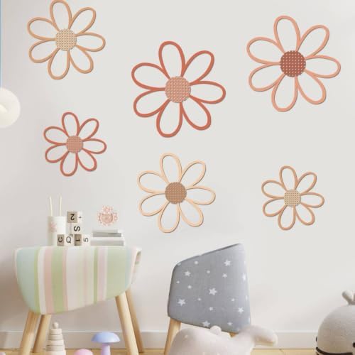 Thyle 6 Pcs Daisy Wall Decor Wooden Flower by Thyle