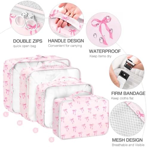 Watercolor Bow 8Pcs Packing Cubes Travel Organizer Set - Image 3