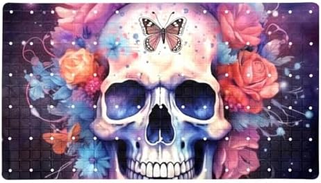 Shower Mat Non Slip 26.8 x 15.1 Inches, Galaxy Skull Florals Bathtub Mat Shower by Anna+Cowper