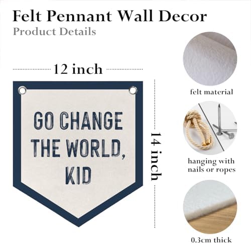 Toddler Nursery Decor Go Change The World Kid Felt Pennant Flags - Image 6