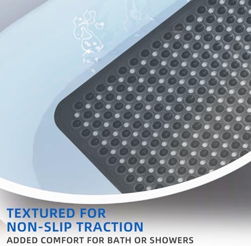 MOONFLY Shower and Bathtub Mat, 40x16 Inches, Translucent Black - Image 4