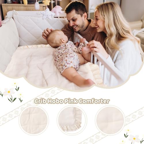 Crib Bedding Set for Girls, 3-Piece Boho Ruffle Baby Bedding Crib Set Include - Image 6
