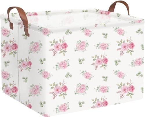Rectangular Rose Pink Flower Basket by FXOCSHE