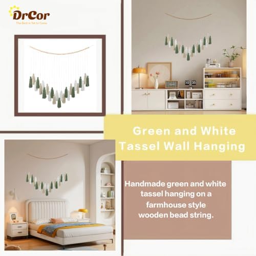 DrCor Sage Green Boho Tassel Garland Wall Hanging Decor - Image 2