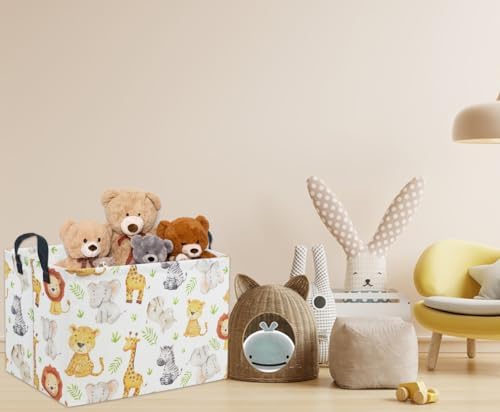 Rectangular Woodland Animal Basket Kids Baby Storage Basket Storage Bin - Image 5