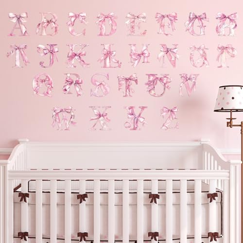 Honoson Pink Bow Alphabet Wall Stickers, A-Z Peel and Stick Letter Decals - Image 6