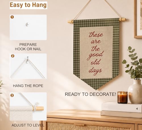 KDHTY Inspirational These Are the Good Old Days Canvas Hanging Pennant Flag - Image 6