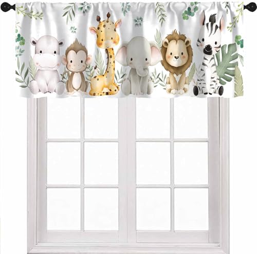 Kids Animals Curtains Valance for Baby Boys Girls Nursery Bedroom Watercolor by Unknown