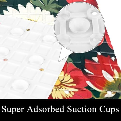 Shower Mat Non Slip, Colorful Flowers Anti Slip Bath Mat - Image 3