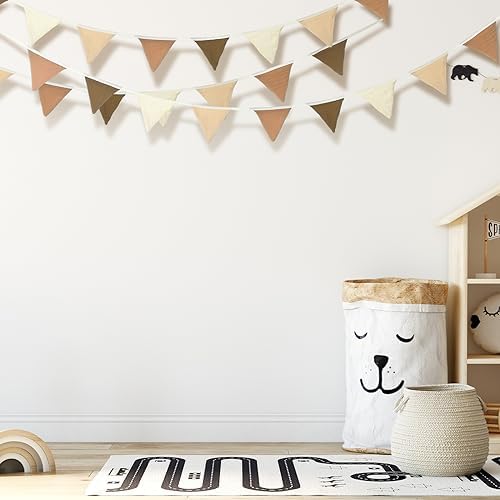 Oudain 2 Pcs Pennant Banner Flags Nursery Garland Triangle, Khaki Color - Image 6