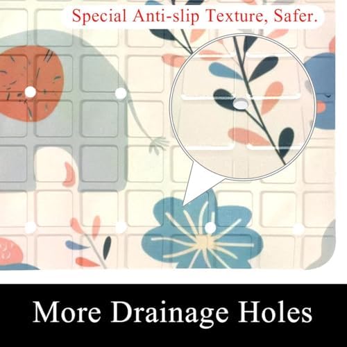 Bathtub Mat Non Slip 26.8x15.1 Inch, Cute Elephants Shower Mat - Image 2
