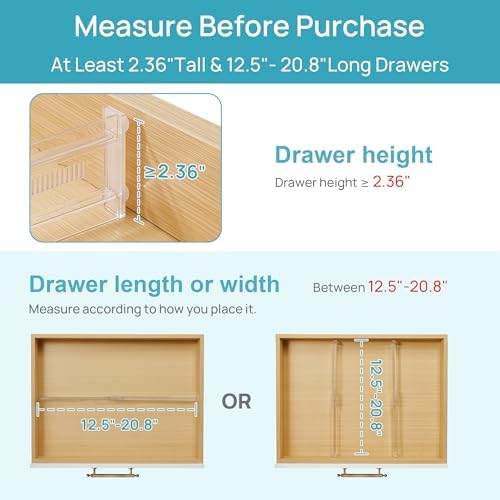 Vtopmart 8 Pack Shallow Drawer Dividers, 2.36" High 12.5"-20.8" Adjustable - Image 3