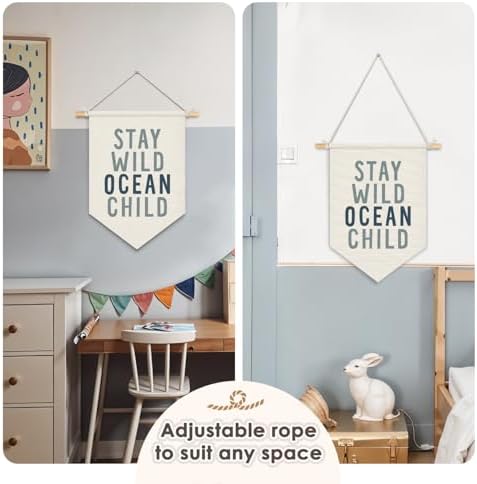 Wheatwin Ocean Nursery Decor, Stay Wild Ocean Child Wall Hanging Pennant Flag - Image 5