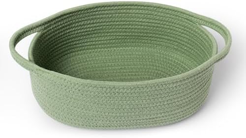 MEGASKET Green Woven Basket, Cute Cotton Rope Cat Dog Toy Bin Box, Small Woven by MEGASKET