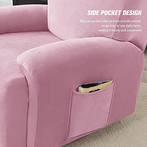 Stretch Recliner Chair Covers, 4-Piece Ultra Soft Velvet Recliner Slipcovers - Image 4