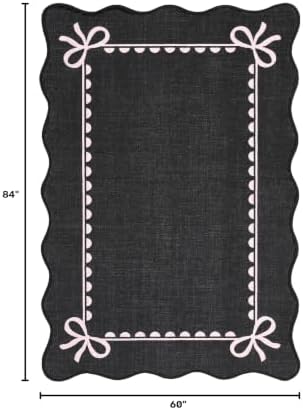 GarveeHome Scalloped Bow Rug 5x7 Washable Rug - Image 2