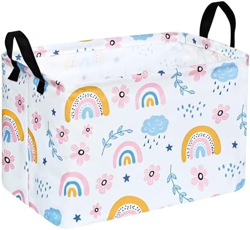 Rec Rainbow Print Box Hamper Storage Basket Collapsible Organizer Bin Gift by VAIVUSTO