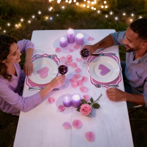 100 Pcs Red Paper Placemats 13.4 x 12 Inch Disposable Scalloped Valentines - Image 6