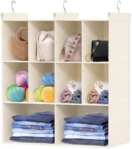 3 Tier Hanging Closet Organizer, 10 Compartments Dual Row Storage by Ofiray-home