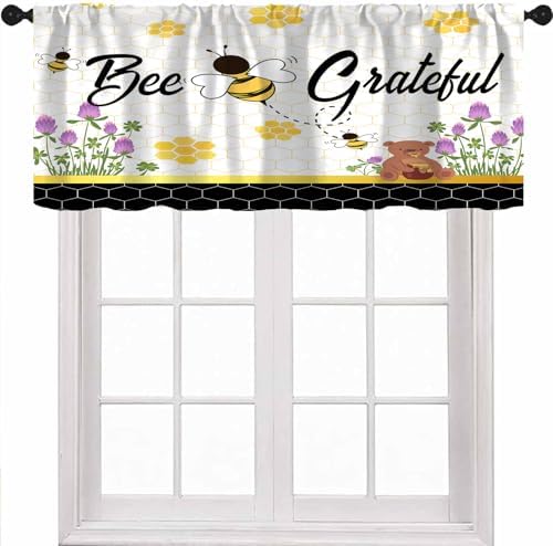 Kids Bee Valance, Spring Floral Watercolor Flower Honey Plants Valance by Unknown