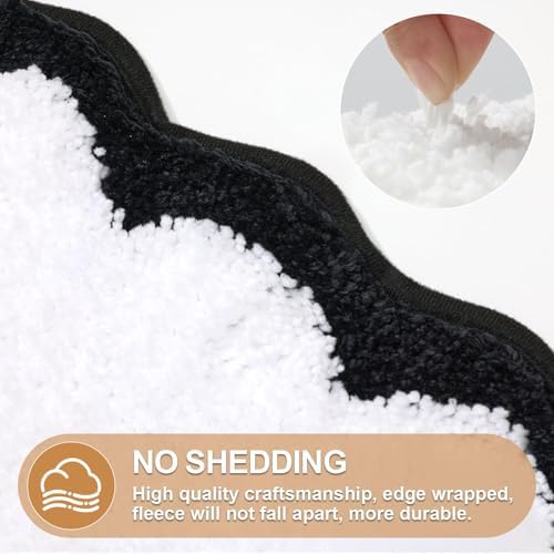 ORTIGIA Cute Scalloped Bathroom Rugs Non Slip Washable, Quick Dry Absorbent - Image 5