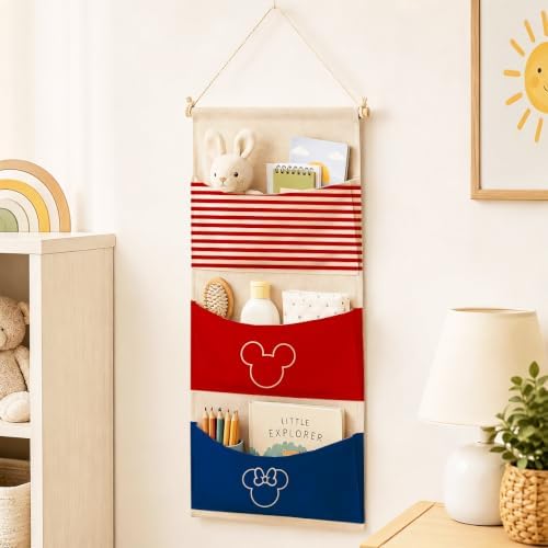 3-Pocket Hanging Wall Organizer, Striped Cartoon Design - Image 2