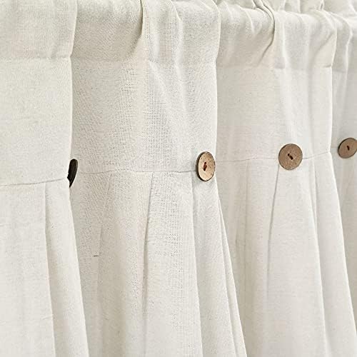 Lush Decor Linen Button Farmhouse Valance CurtiansOff White - Image 2