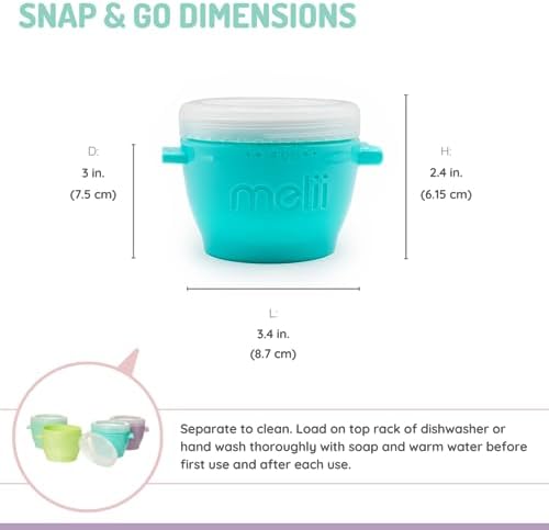melii Snap & Go Baby Food Storage Containers | 4 Pack 4 oz, Stackable Snack - Image 3