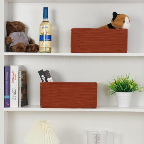 3 Pack Storage Baskets for Organizing, 13.7×9.5×6.3", Brick Red - Image 4